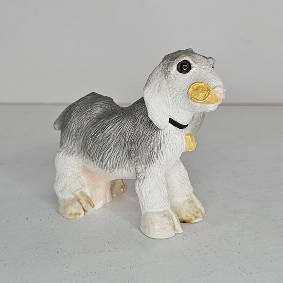 Stone Critters Goat Figurine Eating Can Bell 1984 Vintage Farm Animal Gray White - Picture 7 of 8